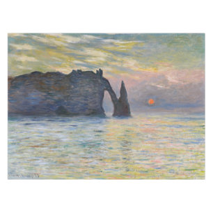 Monet - The Manneport, Cliff at Etretat, Sunset Tablecloth