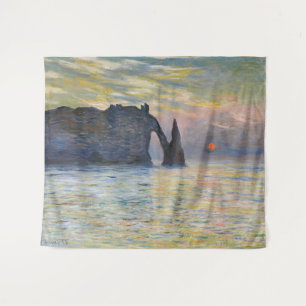 Monet - The Manneport, Cliff at Etretat, Sunset Tapestry