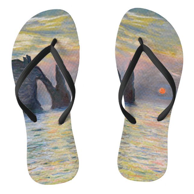 Monet - The Manneport, Cliff at Etretat, Sunset Thongs (Footbed)