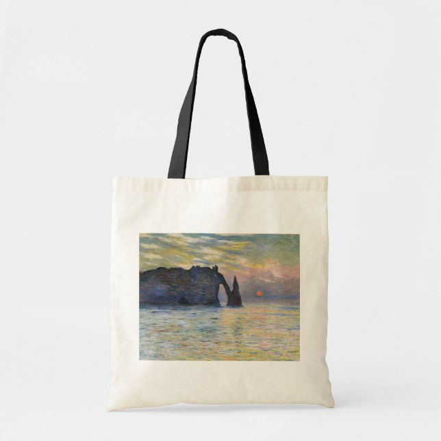 Monet - The Manneport, Cliff at Etretat, Sunset Tote Bag (Front)
