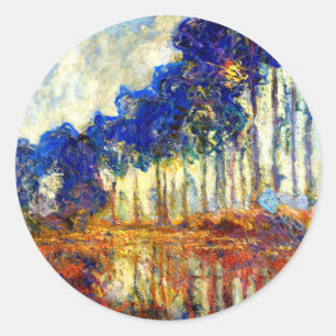 Monet - The Poplars in Autumn Classic Round Sticker