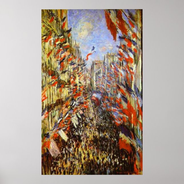 Monet, The Rue Montorgeuil, Paris, 30 June 1878 Poster (Front)