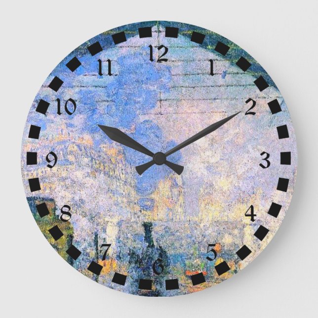 Monet - The Saint-Lazare Station, fine art Large Clock (Front)
