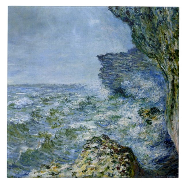Monet - The Sea at Fecamp, Impressionism artwork Ceramic Tile (Front)