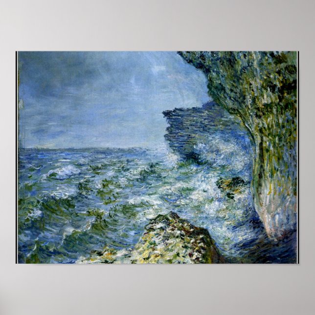Monet - The Sea at Fecamp, Impressionism artwork Poster (Front)