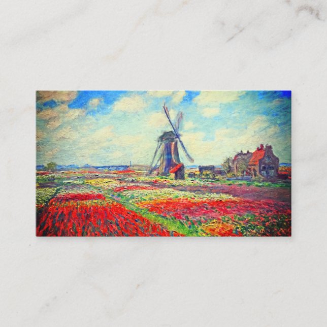 Monet Tulips Windmill Enclosure Card (Front)