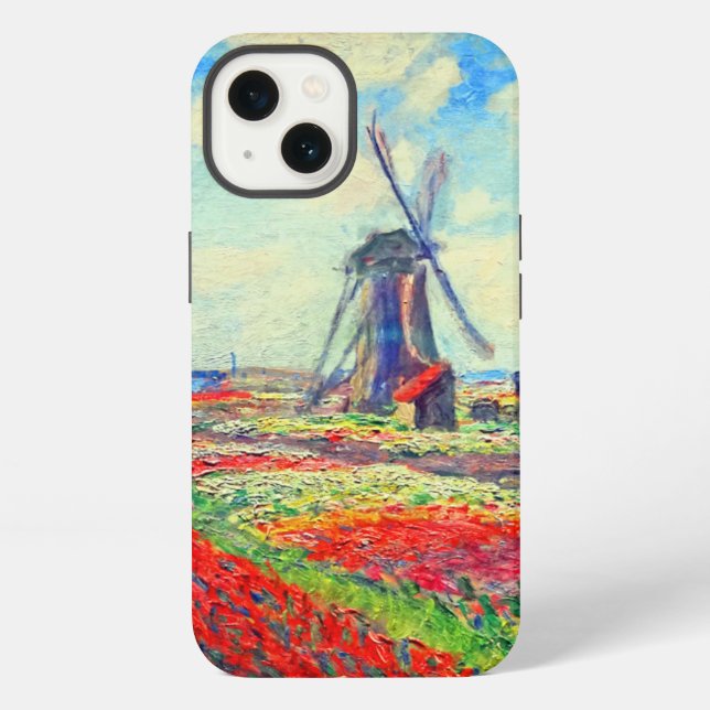 Monet Tulips Windmill iPhone Case (Back)