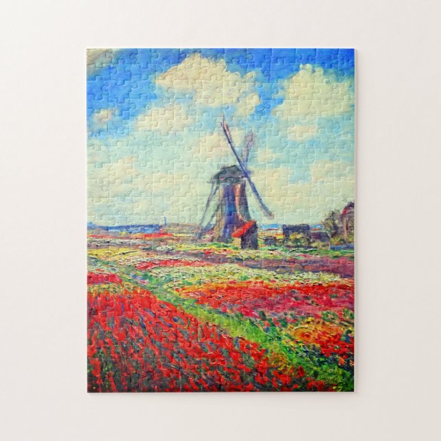 Monet Tulips Windmill Jigsaw Puzzle (Vertical)