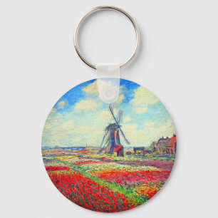 Monet Tulips Windmill Key Ring