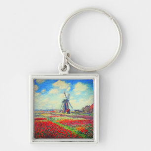 Monet Tulips Windmill Key Ring