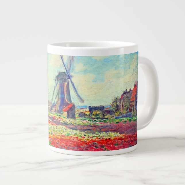 Monet Tulips Windmill Large Coffee Mug (Front Right)