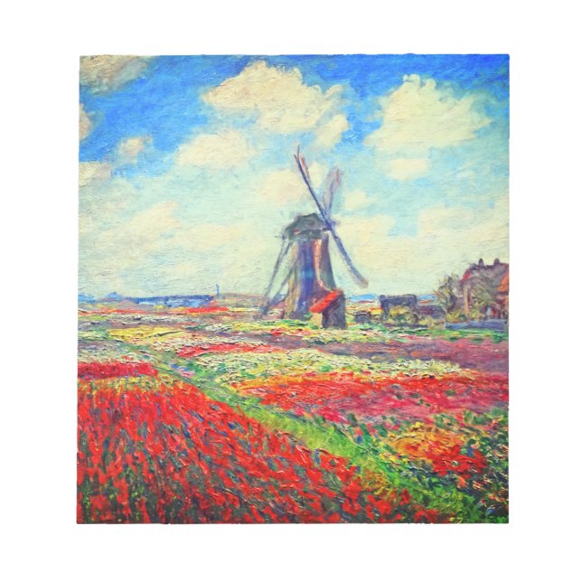 Monet Tulips Windmill Notepad (Front)