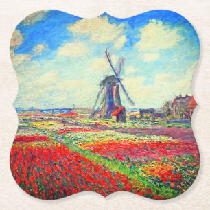 Monet Tulips Windmill Paper Coaster