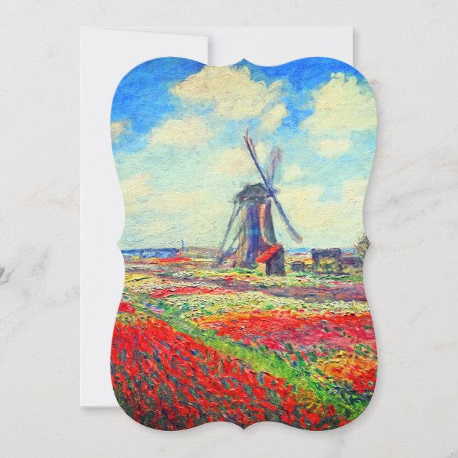 Monet Tulips Windmill Save The Date (Front)