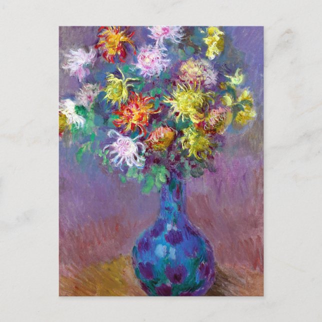 Monet Vase de Chrysanthemes Flowers Postcard (Front)