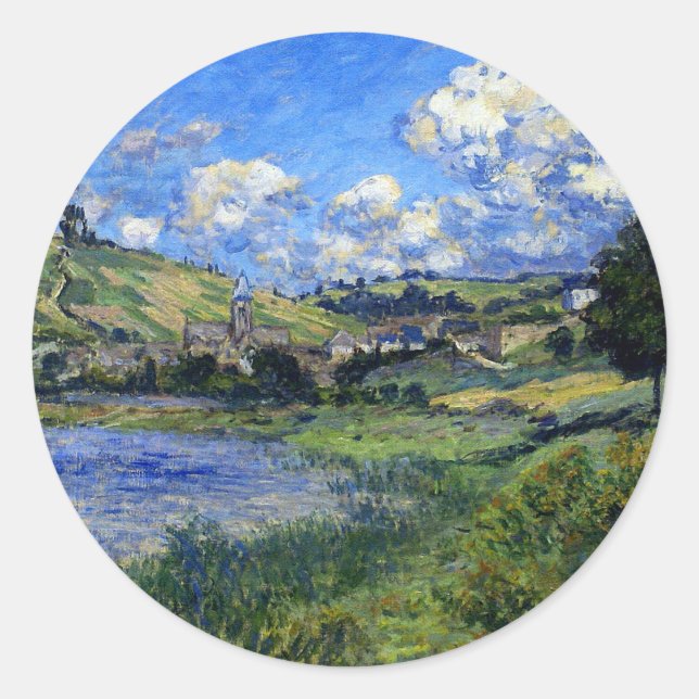 Monet - Vetheuil, Paysage Classic Round Sticker (Front)