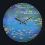 Monet Water Lilies 1906 Large Clock<br><div class="desc">Clock featuring Claude Monet’s oil painting Water Lilies (1906). A serene still life of the interplay between light and reflection upon beautiful water lilies in a pond. A great gift for fans of impressionism and French art.</div>
