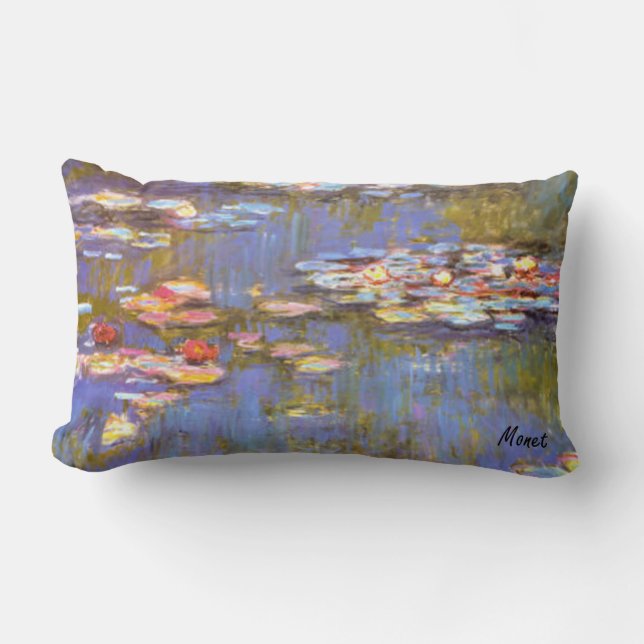 MONET Water Lilies 1916 brite hues Lumbar Pillow (Front)
