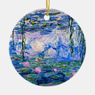 Monet: Water Lilies 1919, famous painting Ceramic Ornament