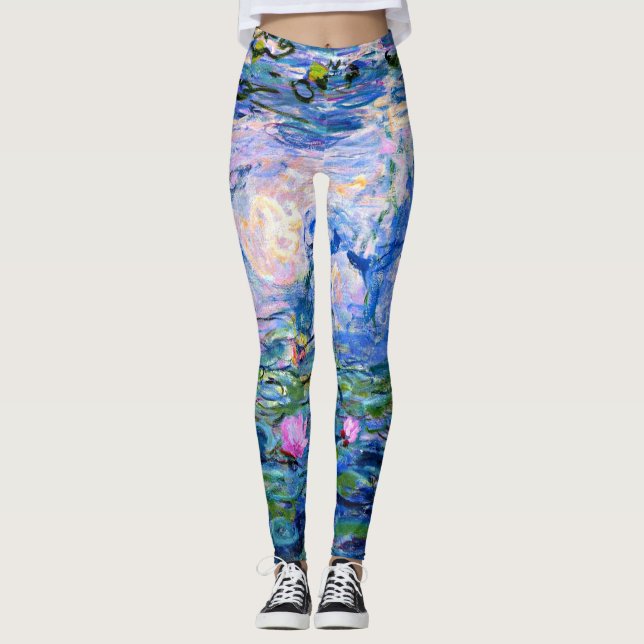 Monet: Water Lilies 1919, famous painting, Leggings (Front)
