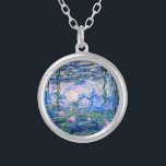 Monet: Water Lilies 1919, famous painting, Silver Plated Necklace<br><div class="desc">Claude Monet: Water Lilies Red,  1919,  beautiful fine art painting</div>