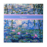 Monet - Water Lilies 1919 template Ceramic Tile<br><div class="desc">Claude Monet's famous painting,  Water Lilies,  1919,  template,  ready to personalise. Insert your own name/text in place of Virginia.</div>