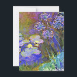Monet - Water Lilies and Agapanthus Postcard<br><div class="desc">Claude Monet's famous painting,  Water Lilies and Agapanthus.</div>