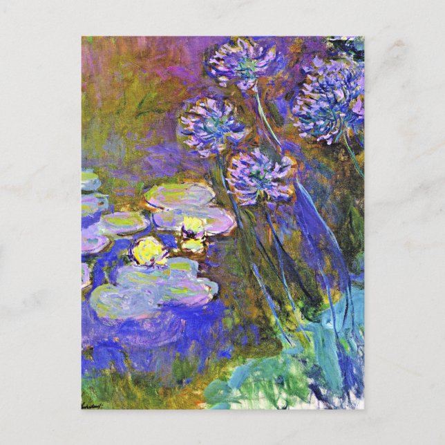Monet - Water Lilies and Agapanthus Postcard (Front)