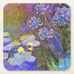 Monet - Water Lilies and Agapanthus Square Paper Coaster<br><div class="desc">Claude Monet's floral painting,  Water Lilies and Agapanthus.</div>