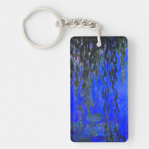 Monet Water Lilies and Weeping Willow Branches Key Ring