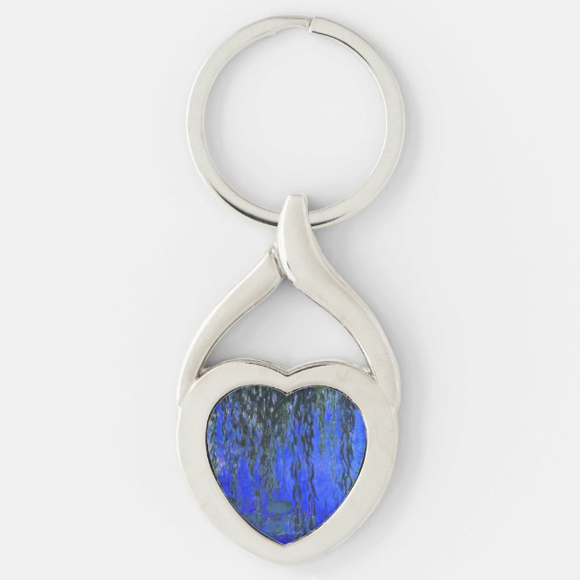 Monet Water Lilies and Weeping Willow Branches Key Ring (Front)