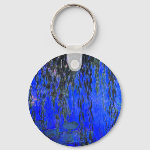 Monet Water Lilies and Weeping Willow Branches Key Ring