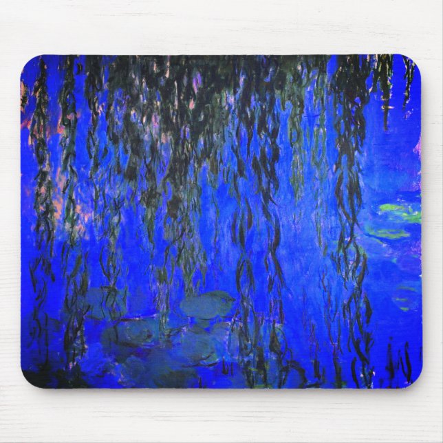 Monet Water Lilies and Weeping Willow Branches Mouse Pad (Front)