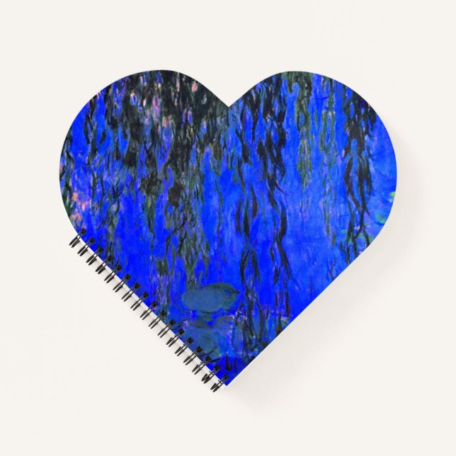 Monet Water Lilies and Weeping Willow Branches Notebook (Front)