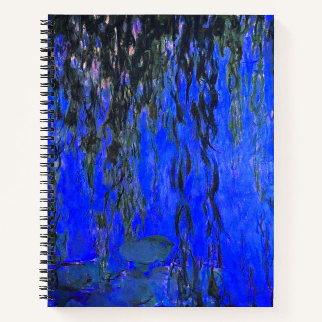 Monet Water Lilies and Weeping Willow Branches Notebook (Front)