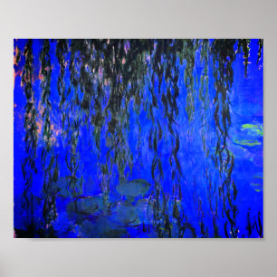 Monet Water Lilies and Weeping Willow Branches Poster