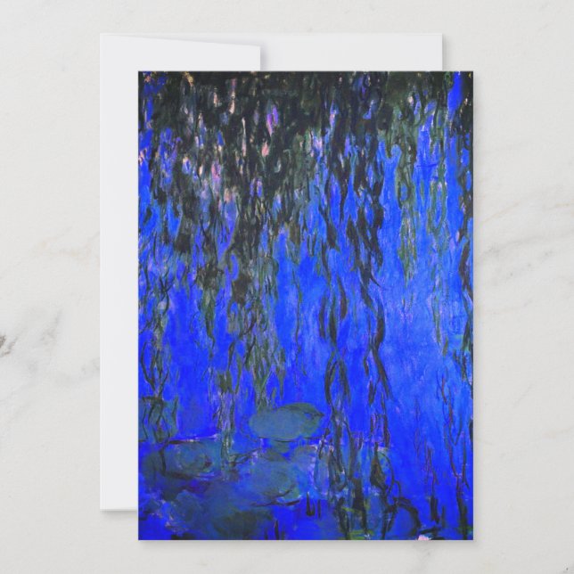 Monet Water Lilies and Weeping Willow Branches Save The Date (Front)