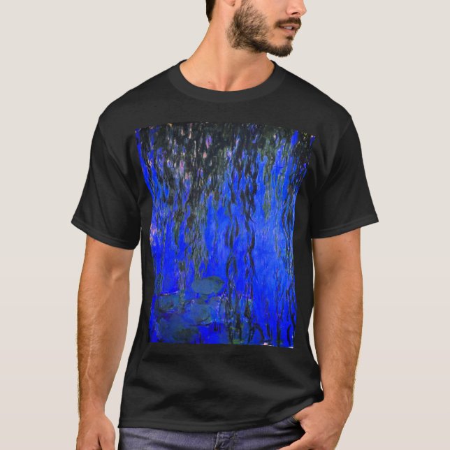Monet Water Lilies and Weeping Willow Branches T-Shirt (Front)
