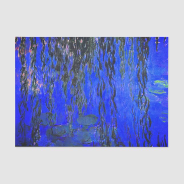 Monet Water Lilies and Weeping Willow Branches Tissue Paper (Front)