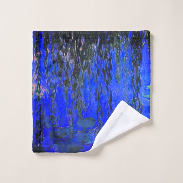 Monet Water Lilies and Weeping Willow Branches Wash Cloth (Wash Cloth)