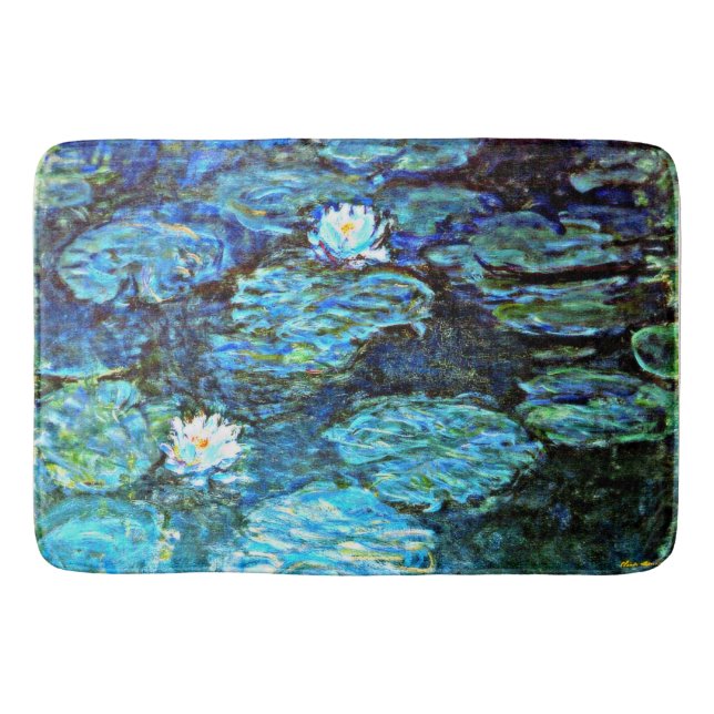 Monet - Water Lilies (Blue) Bath Mat (Front)
