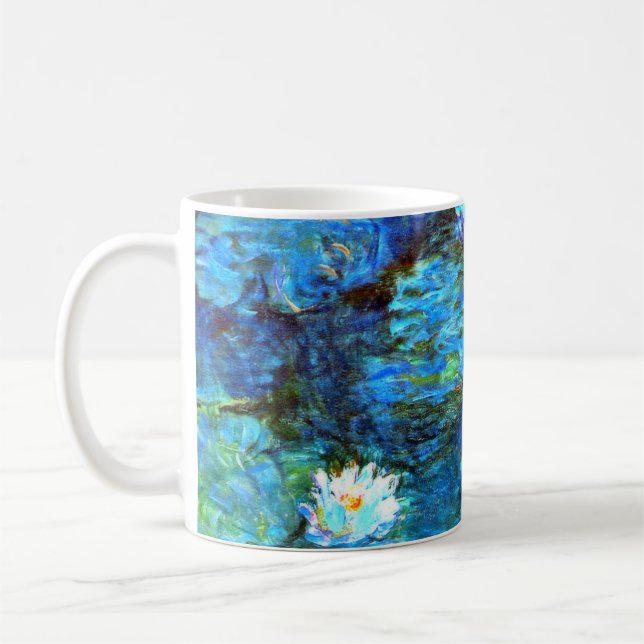 Monet - Water Lilies, Blue Coffee Mug (Left)