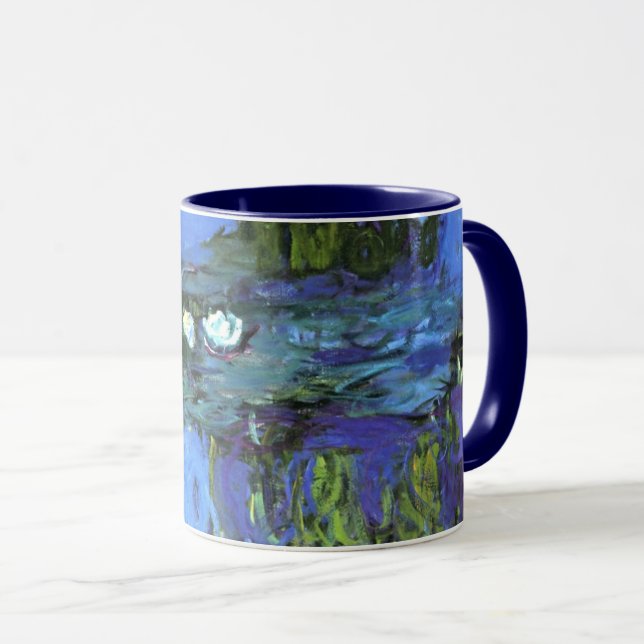 Monet - Water Lilies, Blue Indigo, Mug (Front Right)