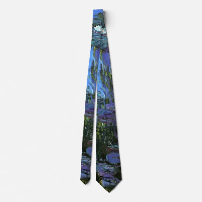 Monet - Water Lilies, Blue Indigo Tie (Back)