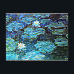 Monet - Water Lilies, Blue Postcard<br><div class="desc">Impressionism painting by Claude Monet.</div>