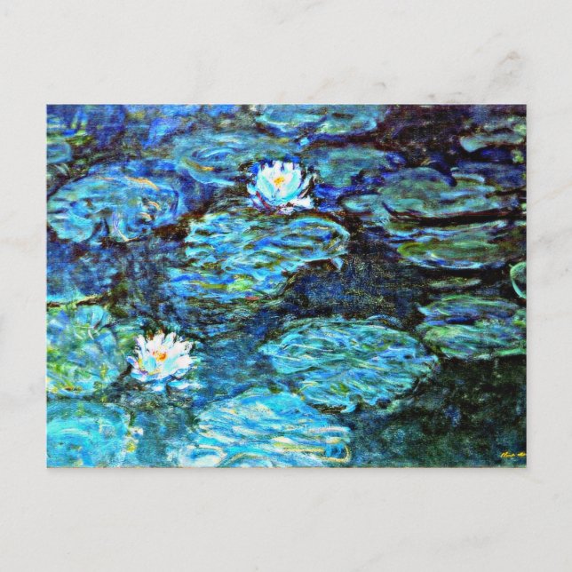Monet - Water Lilies, Blue Postcard (Front)