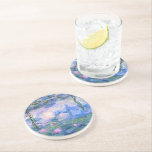 Monet Water Lilies Coaster<br><div class="desc">Water Lilies is a series of over 200 oil paintings by French Impressionist Claude Monet. This painting,  completed in 1919,  features shades of blue and pink.</div>