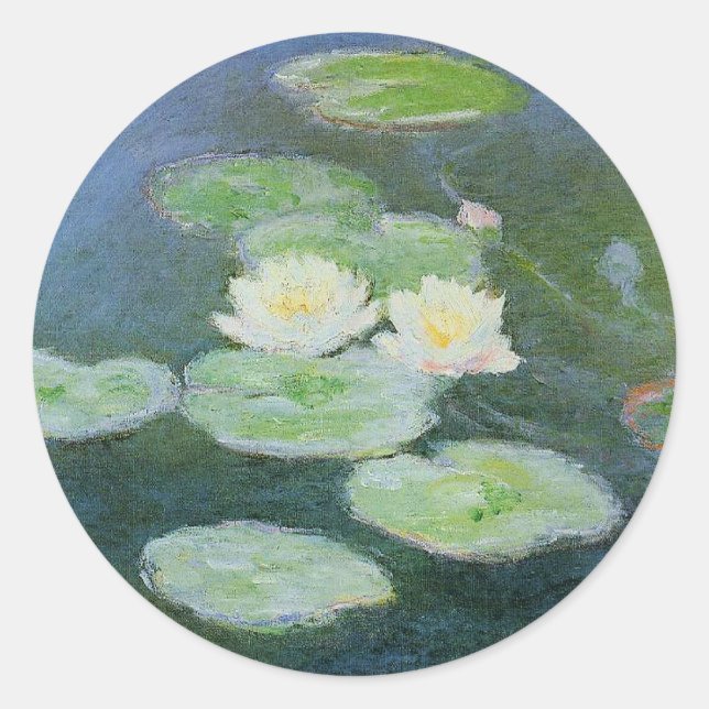 Monet - Water Lilies, Evening Effect, Classic Round Sticker (Front)