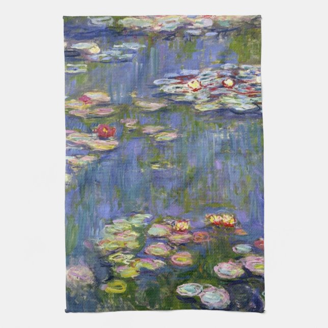 Monet Water Lilies Fine Art (1916) Tea Towel (Vertical)