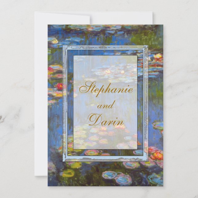Monet Water Lilies Flat Card Wedding Invitation (Front)